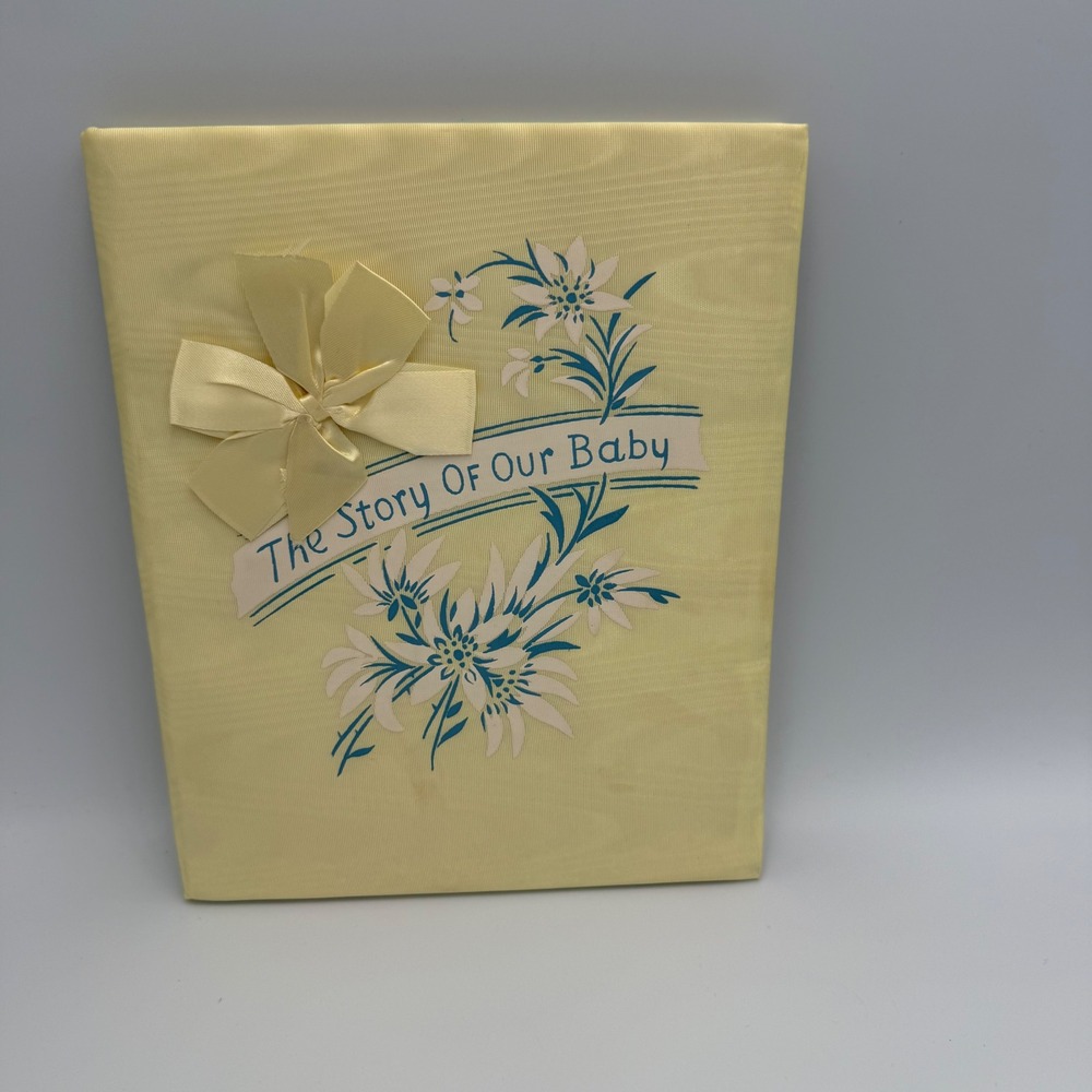 Vintage 1949 Sanitoy The Story of Our Baby Memory Book Yellow Fabric Cover Boxed